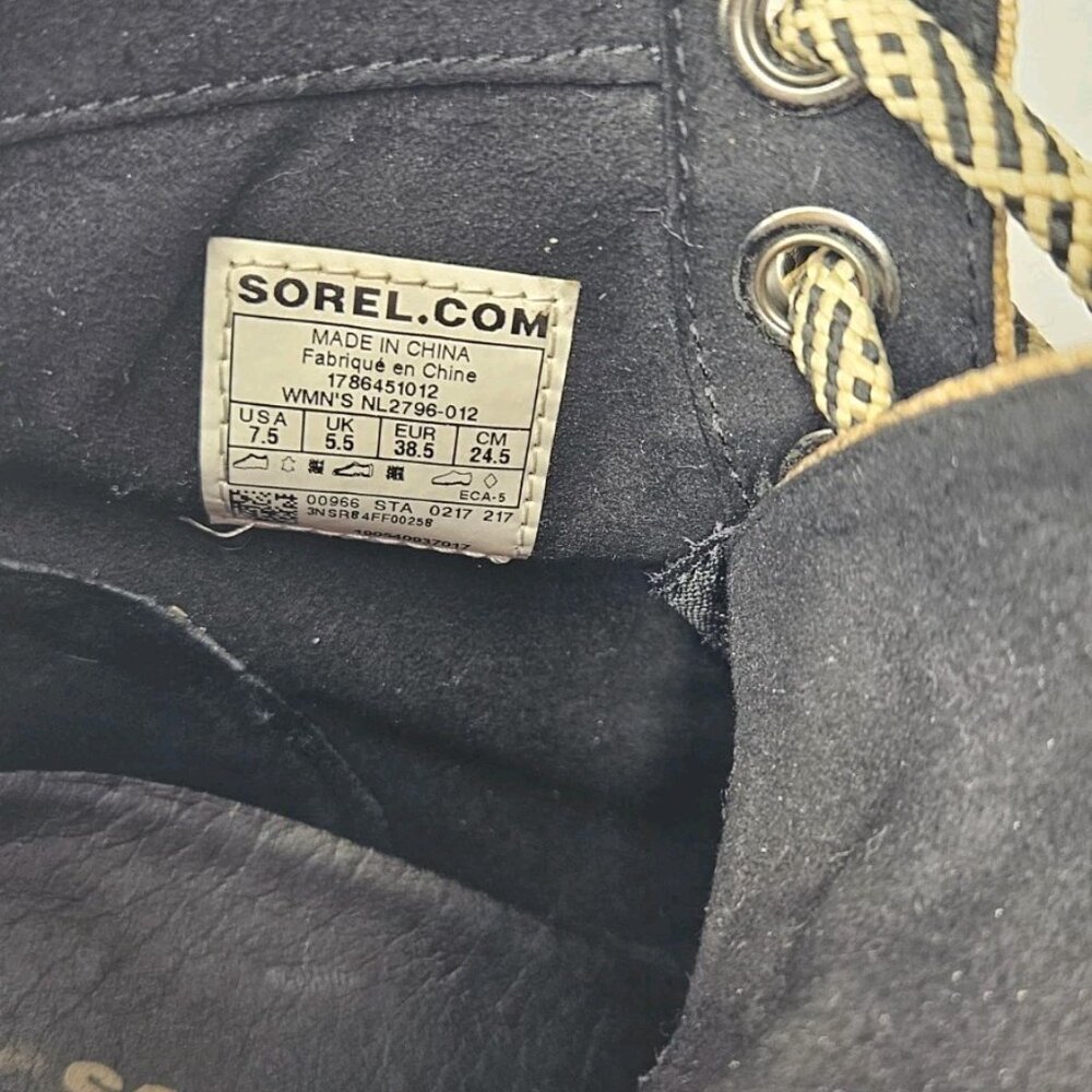 Sorel PDX Hidden Heel Wedge Casual Boot, Women's Sz 7.5, Black & Tan - Picture 8 of 9